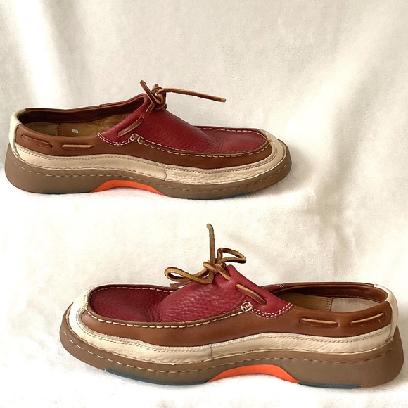 Born Wayz / Børn Men’s Leather Moc-Toe Casual Size 10 M Multi-Tone Red/Tan/Cream - Picture 3 of 16